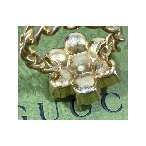 Gucci Double G Flower Pearl Gold GG Ring Medium Authentic - Picture 4 of 4